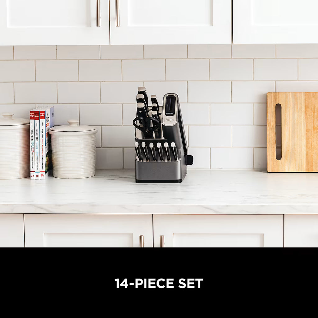 Refurbished Ninja Foodi StaySharp Knife Block with Integrated Sharpener ¨C Deluxe 14-Piece Set K32014EUUKREF