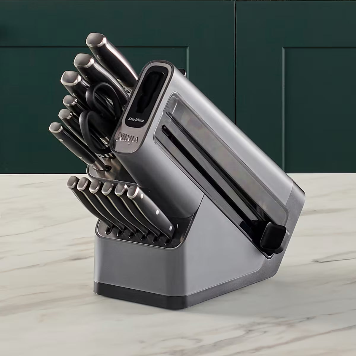 Ninja Foodi StaySharp Knife Block with Integrated Sharpener ¨C Deluxe 14-Piece Set K32014EUUK