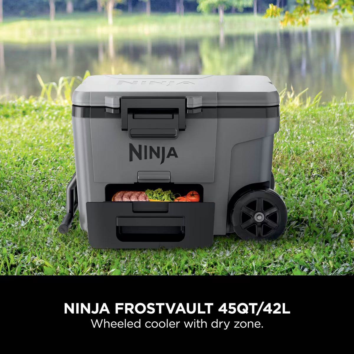 Ninja FrostVault 45QT/42L Wheeled Cooler with Dry Zone, Slate Grey FB245UKGY