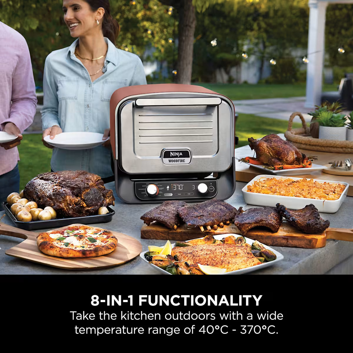 Ninja Woodfire Outdoor Oven, Artisan Pizza Maker and BBQ Smoker with Stand & Cover