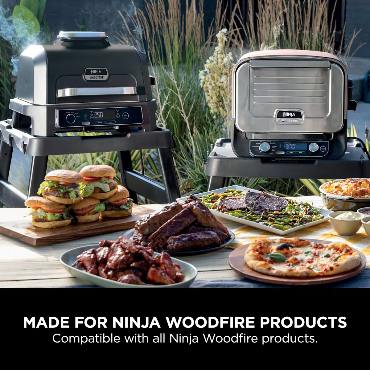 Ninja Woodfire Adjustable Stand with Additional Side Table
