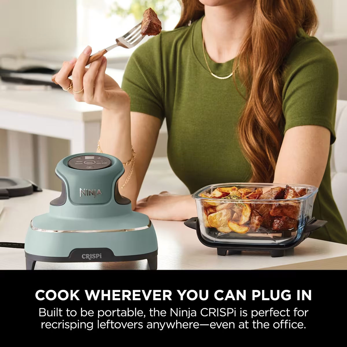 Ninja CRISPi 4-in-1 Portable Glass Air Fryer - Sage FN101UKSG