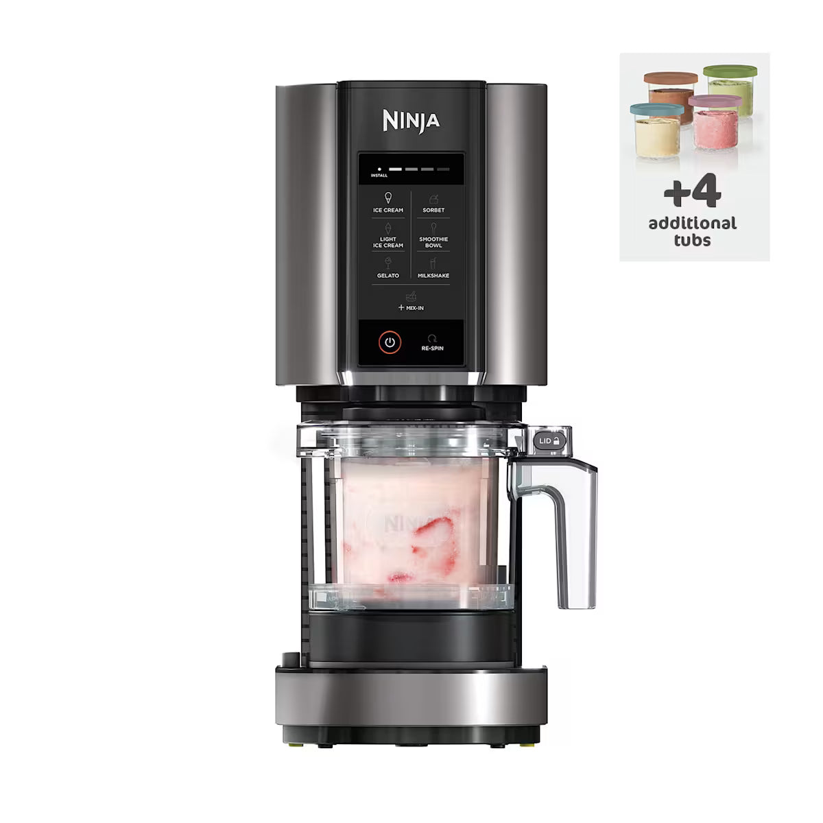 Ninja?CREAMi Ice Cream & Frozen Dessert Maker (7 Tub Multi-Coloured Lid Bundle)