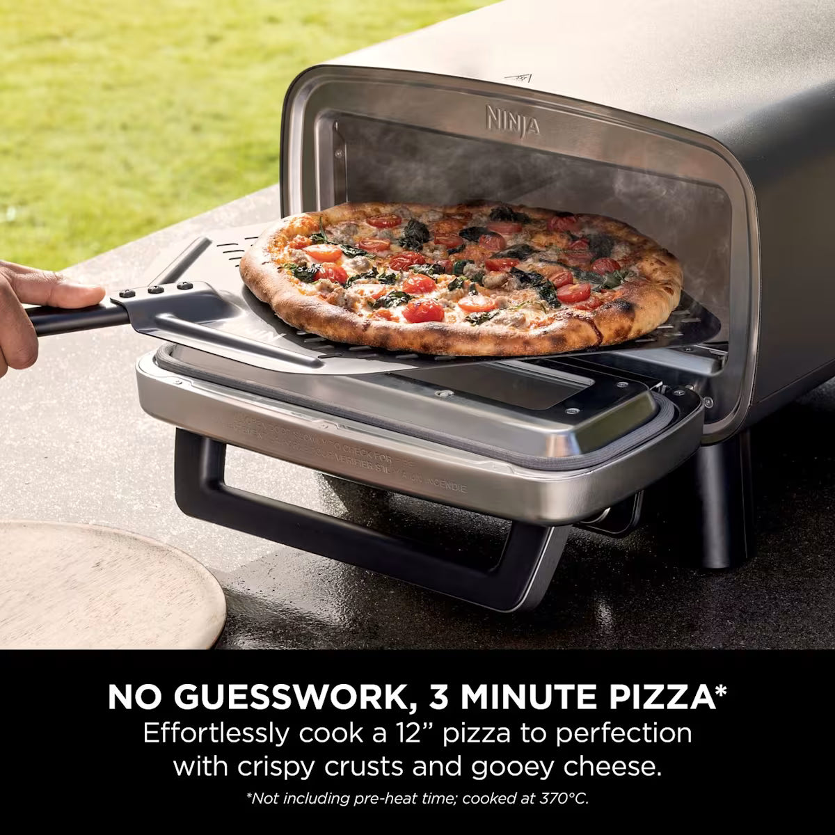 Ninja Artisan Electric Outdoor Pizza Oven & Air Fryer, Stand and Cover Bundle