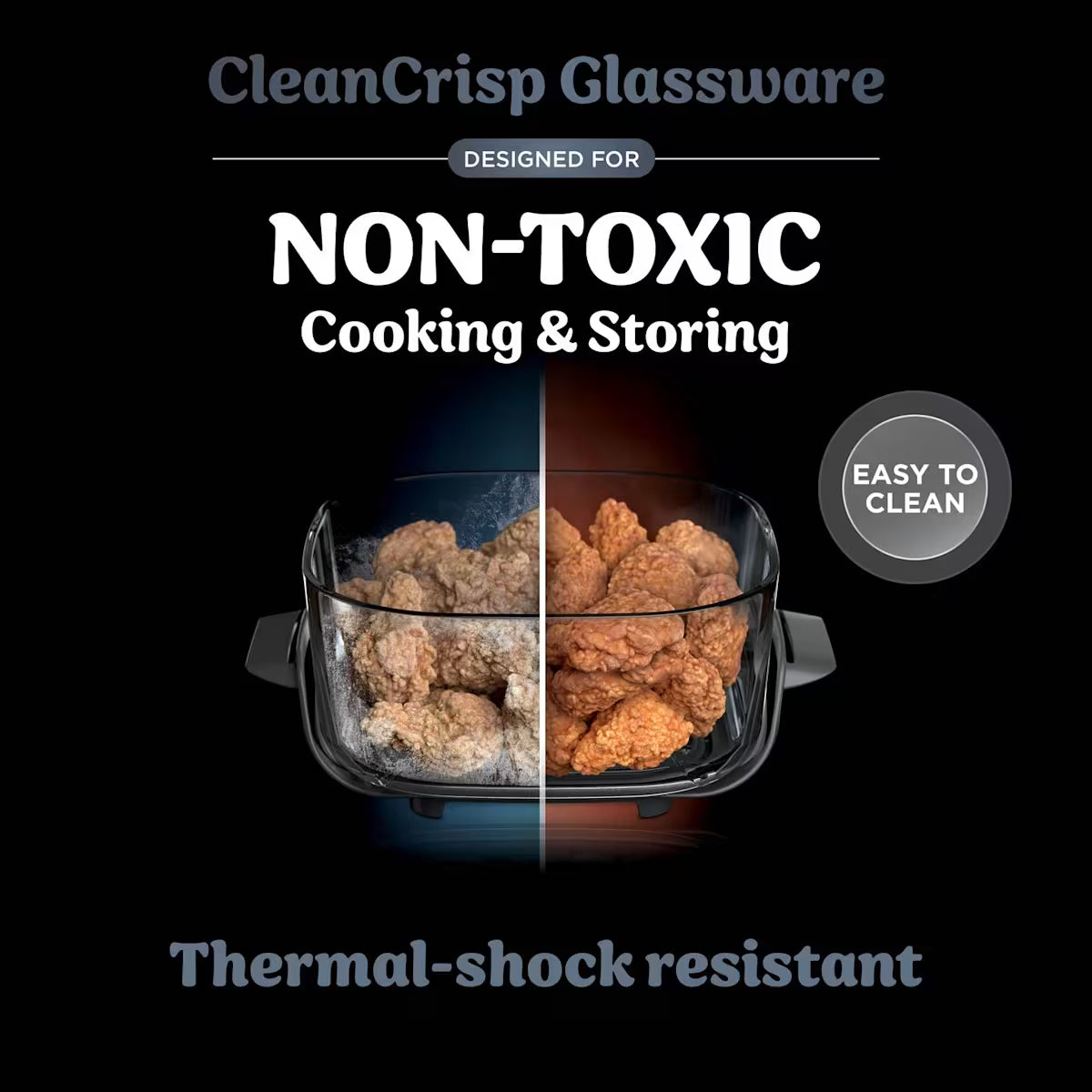 Ninja CRISPi 4-in-1 Portable Glass Air Fryer - Stone & extra TempWare Glass Container Bundle