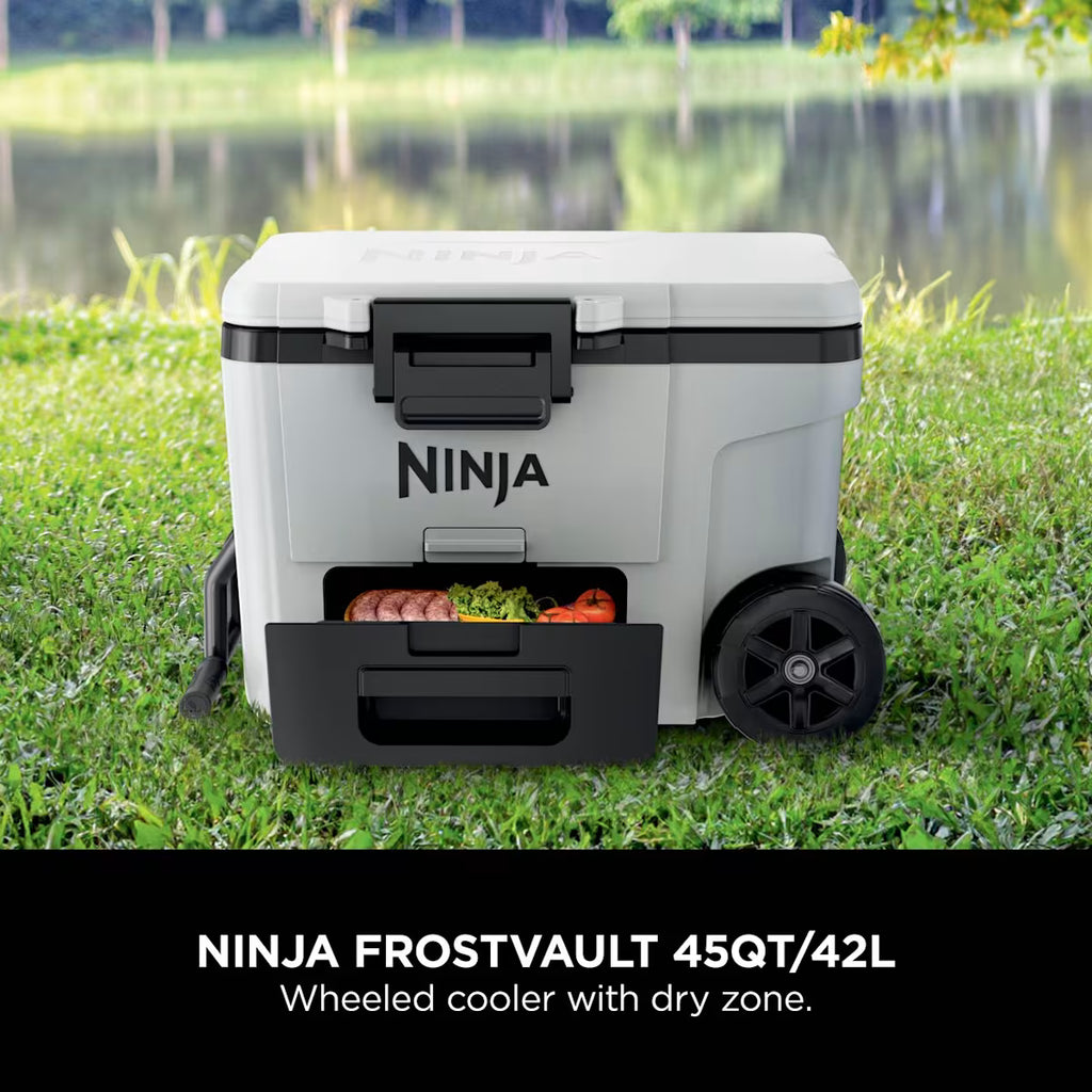 Ninja FrostVault 45QT/42L Wheeled Cooler with Dry Zone, Cloud White FB245UKWH