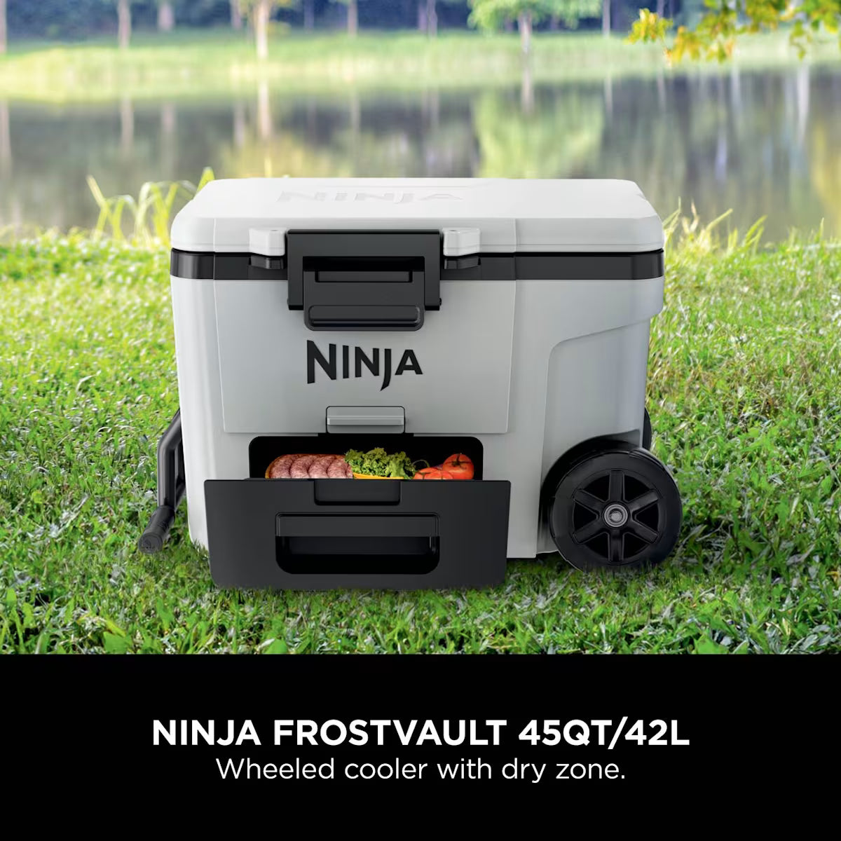 Ninja FrostVault 45QT/42L Wheeled Cooler with Dry Zone, Cloud White FB245UKWH