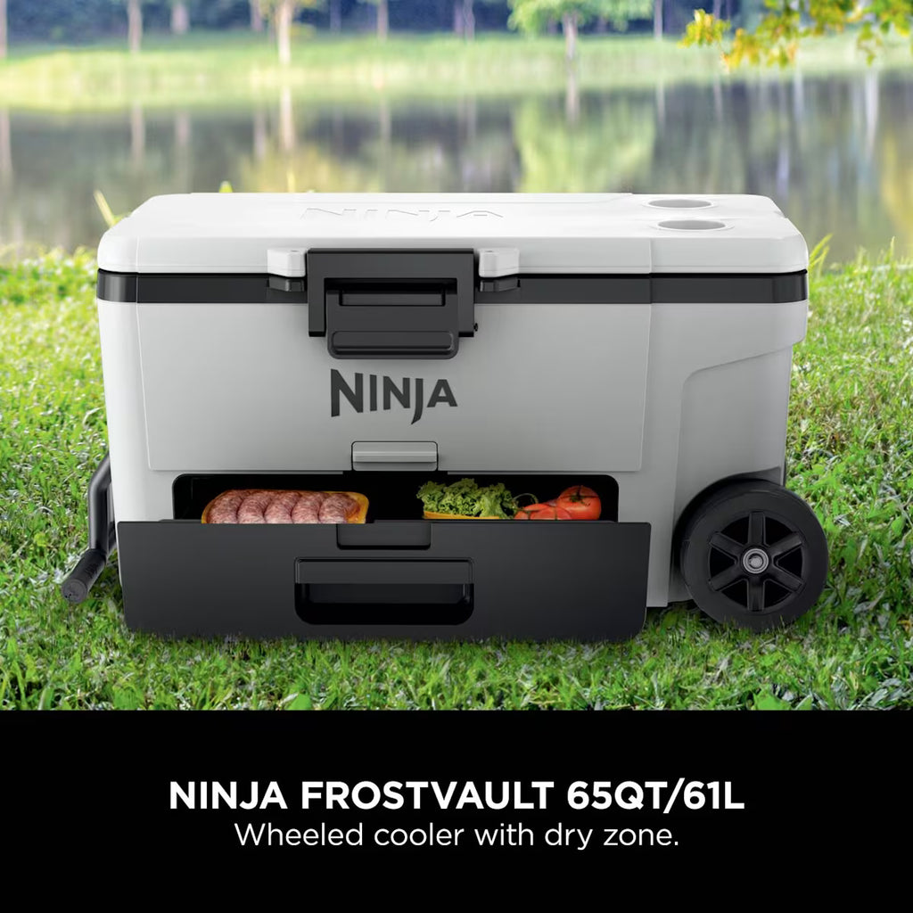 Ninja FrostVault 65QT/61L Wheeled Cooler with Dry Zone, Cloud White FB265EUUKWH