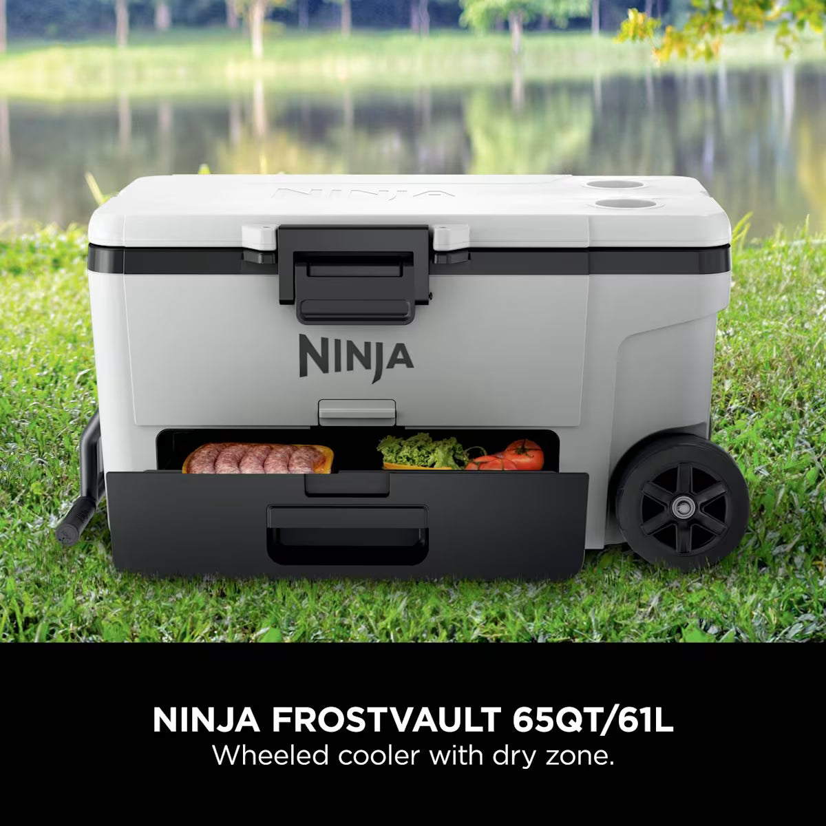 Ninja FrostVault 65QT/61L Wheeled Cooler with Dry Zone, Cloud White FB265EUUKWH