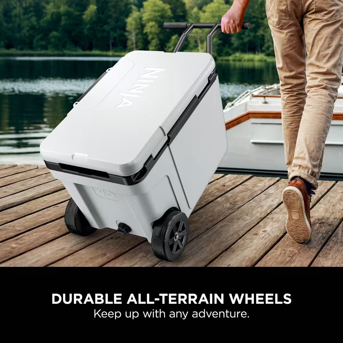Ninja FrostVault 45QT/42L Wheeled Cooler with Dry Zone, Cloud White FB245UKWH