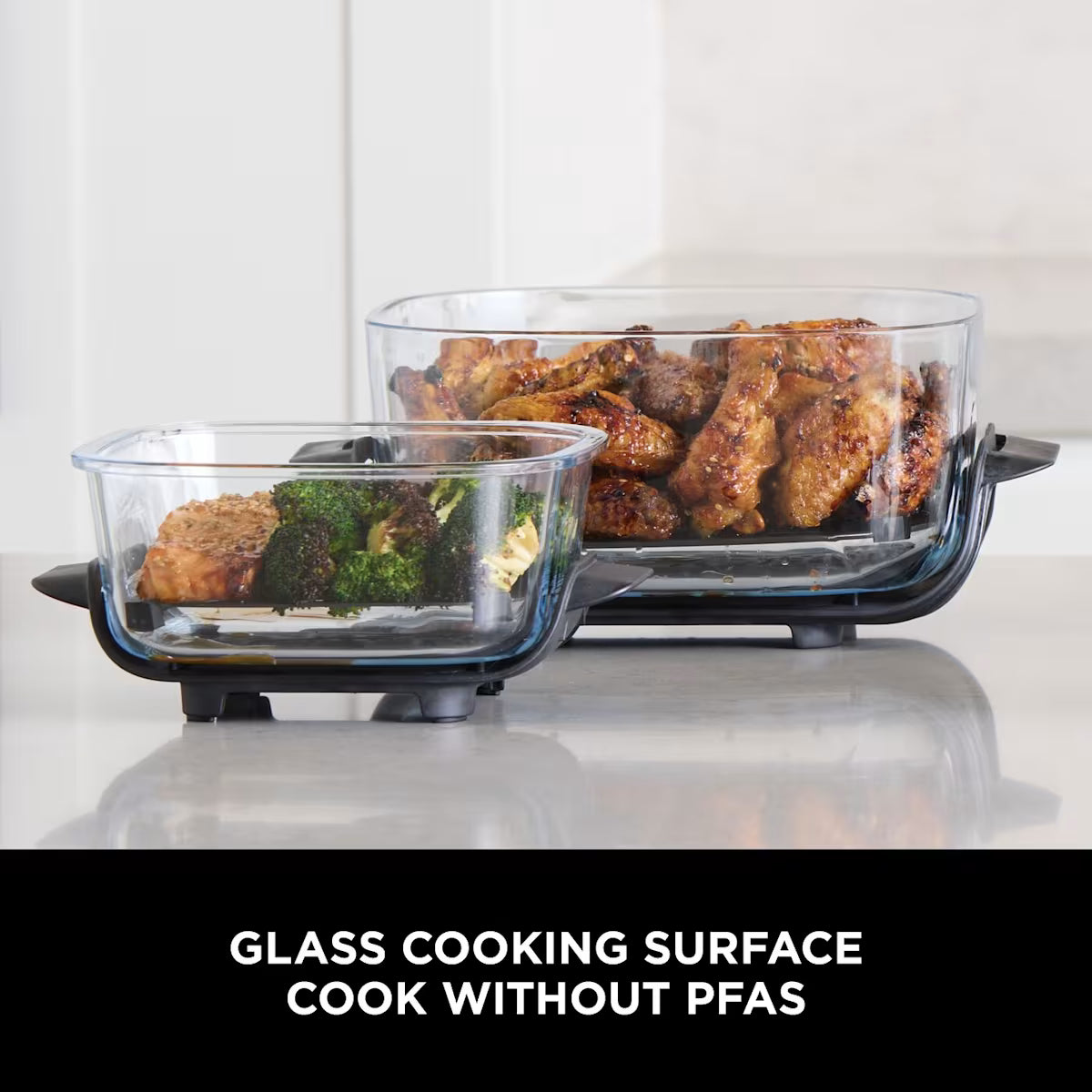 Ninja CRISPi 4-in-1 Portable Glass Air Fryer - Cyber Space & extra TempWare Glass Container Bundle