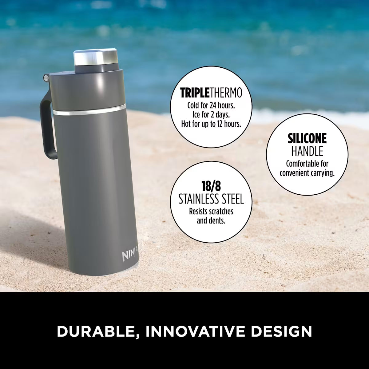 Ninja Thirsti 700 ml Travel Bottle ¨C Grey DW2401EUUKGY