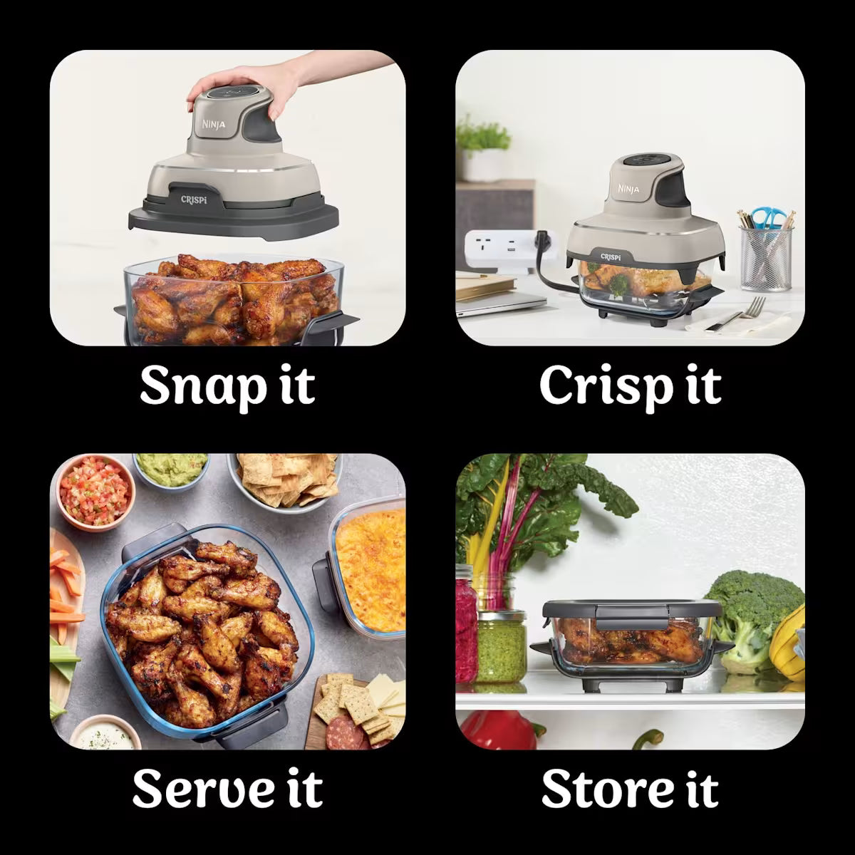 Ninja CRISPi 4-in-1 Portable Glass Air Fryer - Stone FN101UKST
