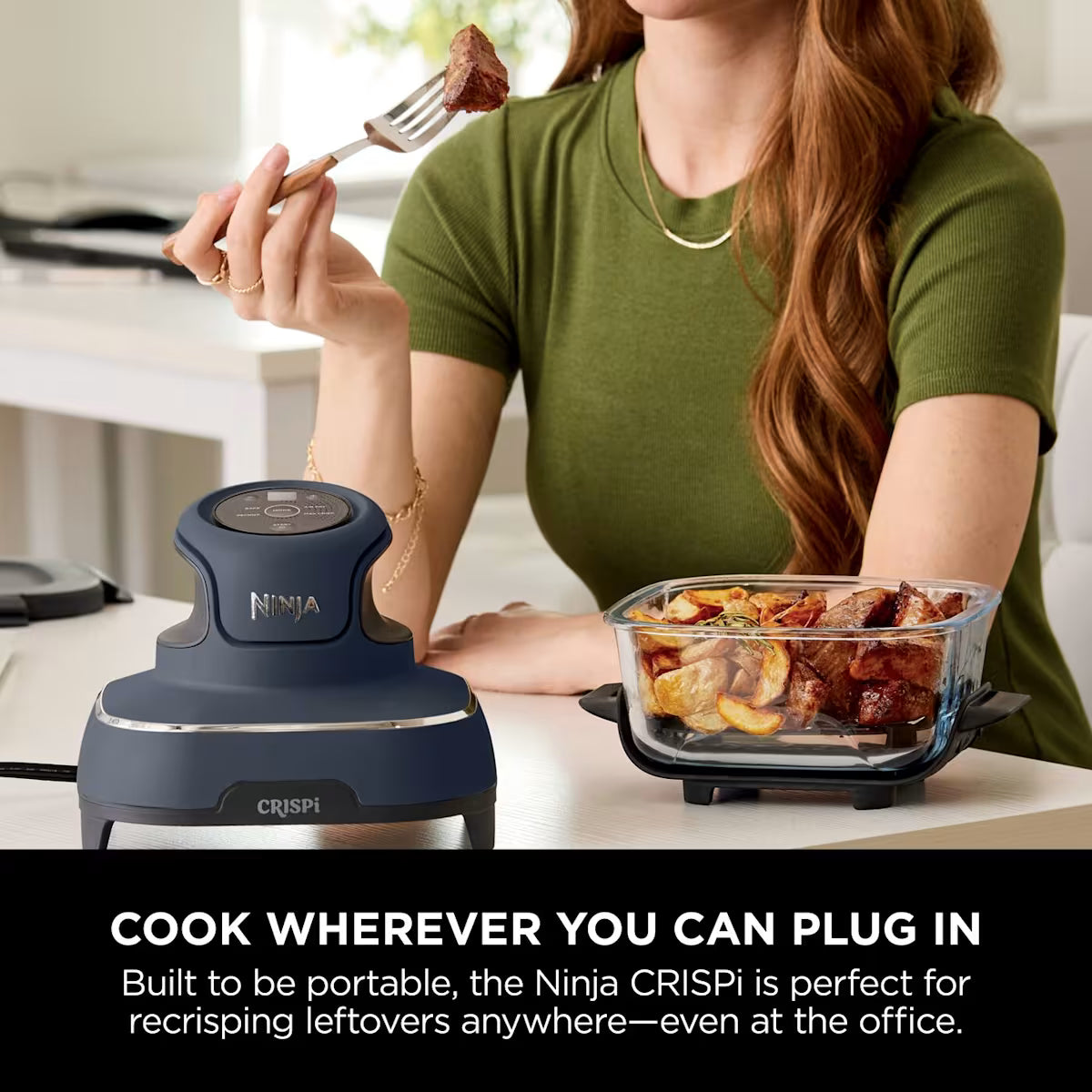 Ninja CRISPi 4-in-1 Portable Glass Air Fryer - Cyber Space & extra TempWare Glass Container Bundle
